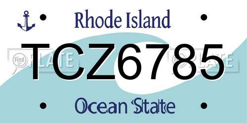 TCZ6785 Rhode Island License Plate
