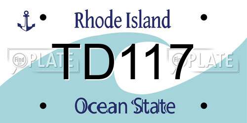TD117 Rhode Island License Plate