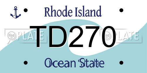 TD270 Rhode Island License Plate