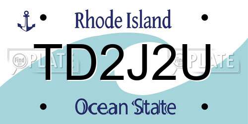 TD2J2U Rhode Island License Plate