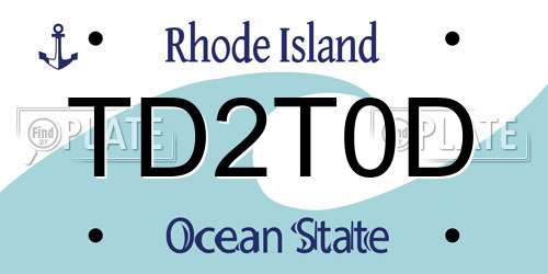 TD2T0D Rhode Island License Plate