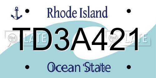TD3A421 Rhode Island License Plate