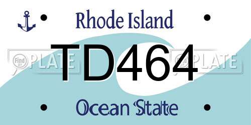 TD464 Rhode Island License Plate