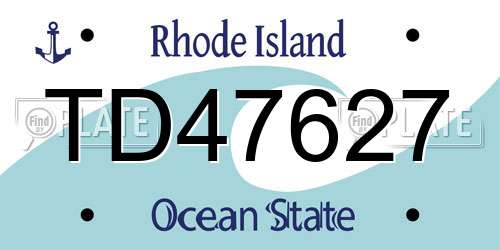 TD47627 Rhode Island License Plate