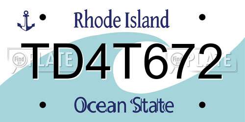 TD4T672 Rhode Island License Plate