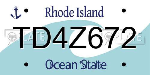 TD4Z672 Rhode Island License Plate