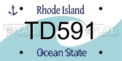 TD591 Rhode Island License Plate