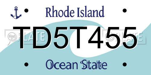 TD5T455 Rhode Island License Plate