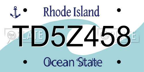 TD5Z458 Rhode Island License Plate