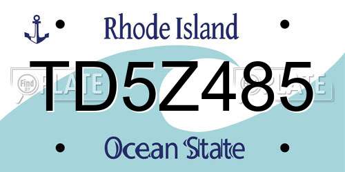 TD5Z485 Rhode Island License Plate