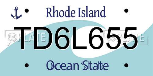 TD6L655 Rhode Island License Plate