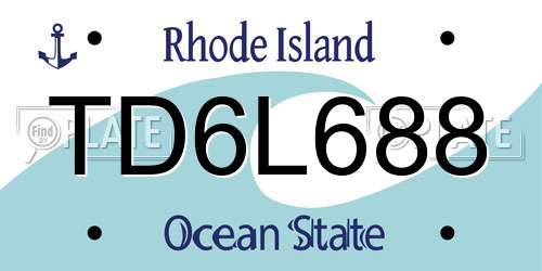 TD6L688 Rhode Island License Plate