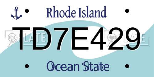 TD7E429 Rhode Island License Plate