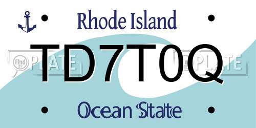 TD7T0Q Rhode Island License Plate