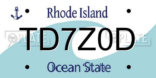 TD7Z0D Rhode Island License Plate