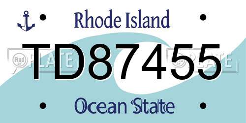 TD87455 Rhode Island License Plate