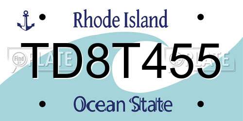 TD8T455 Rhode Island License Plate