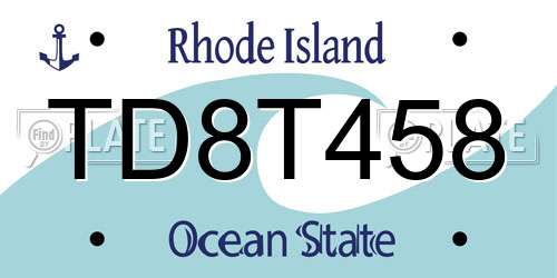TD8T458 Rhode Island License Plate