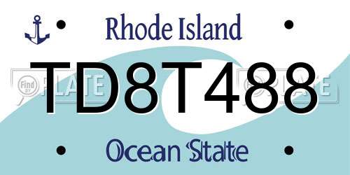 TD8T488 Rhode Island License Plate