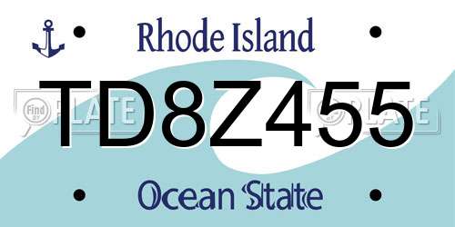 TD8Z455 Rhode Island License Plate