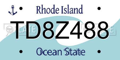 TD8Z488 Rhode Island License Plate