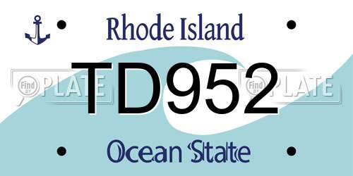 TD952 Rhode Island License Plate