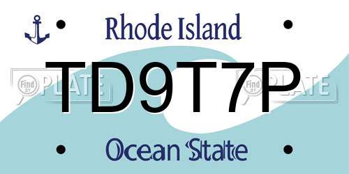 TD9T7P Rhode Island License Plate
