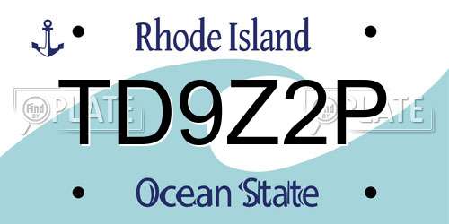 TD9Z2P Rhode Island License Plate