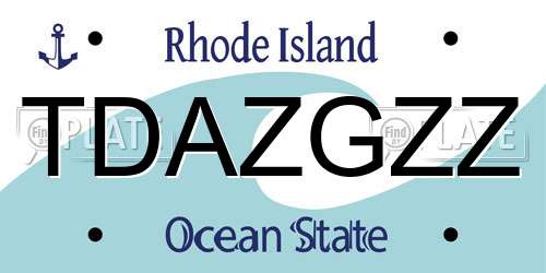TDAZGZZ Rhode Island License Plate
