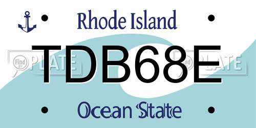 TDB68E Rhode Island License Plate