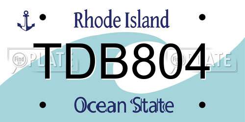 TDB804 Rhode Island License Plate