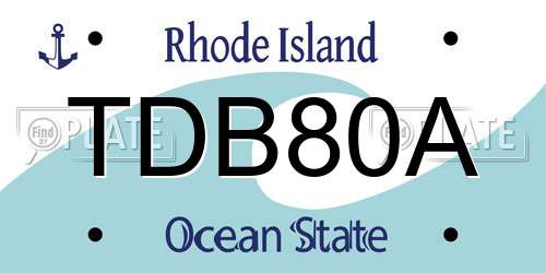 TDB80A Rhode Island License Plate