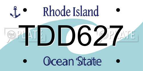 TDD627 Rhode Island License Plate