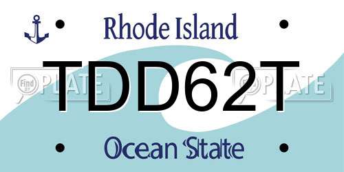 TDD62T Rhode Island License Plate
