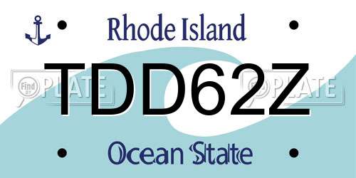 TDD62Z Rhode Island License Plate
