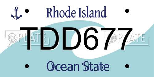 TDD677 Rhode Island License Plate