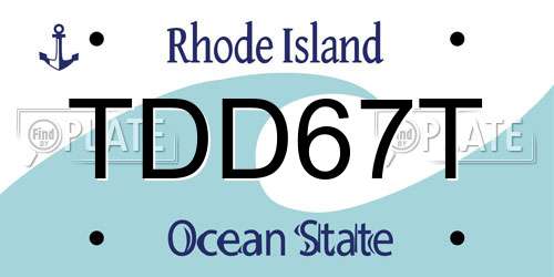 TDD67T Rhode Island License Plate