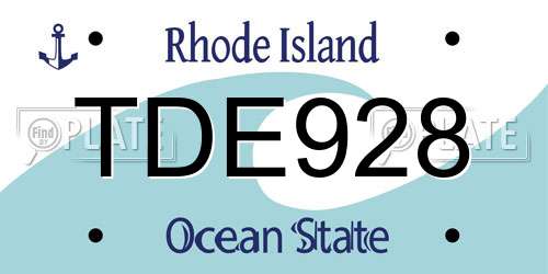 TDE928 Rhode Island License Plate