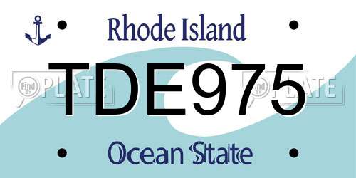 TDE975 Rhode Island License Plate