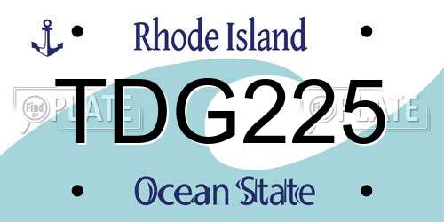 TDG225 Rhode Island License Plate