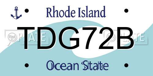 TDG72B Rhode Island License Plate