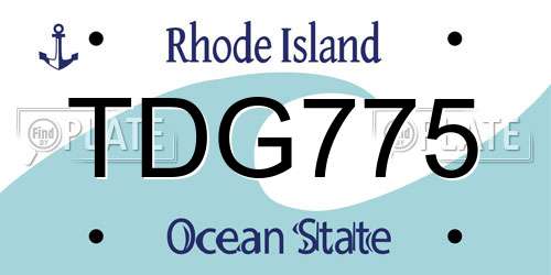 TDG775 Rhode Island License Plate