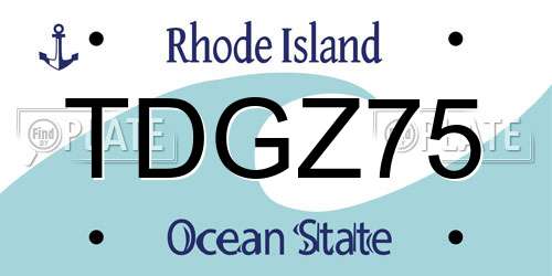 TDGZ75 Rhode Island License Plate