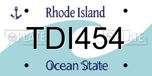 TDI454 Rhode Island License Plate