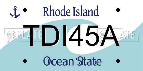 TDI45A Rhode Island License Plate