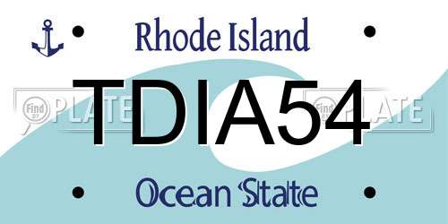 TDIA54 Rhode Island License Plate