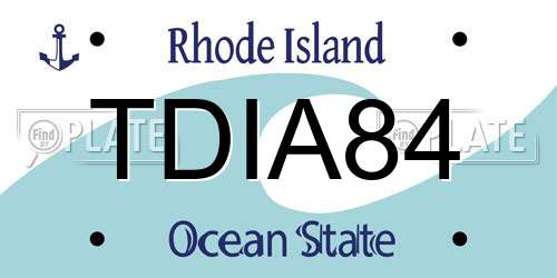 TDIA84 Rhode Island License Plate