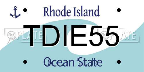 TDIE55 Rhode Island License Plate