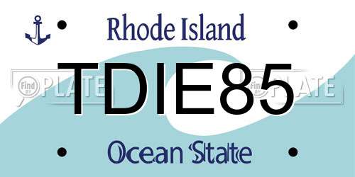 TDIE85 Rhode Island License Plate