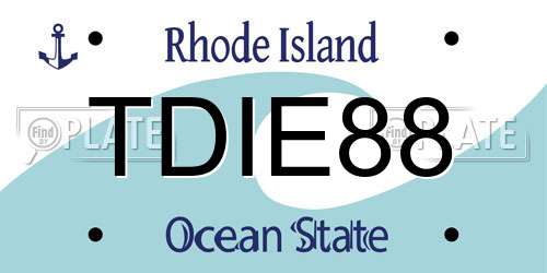 TDIE88 Rhode Island License Plate
